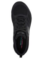 SKECHERS, sportliche Damen-Sneaker, mit Nappaleder-Bes&auml;tzen SCHWARZ